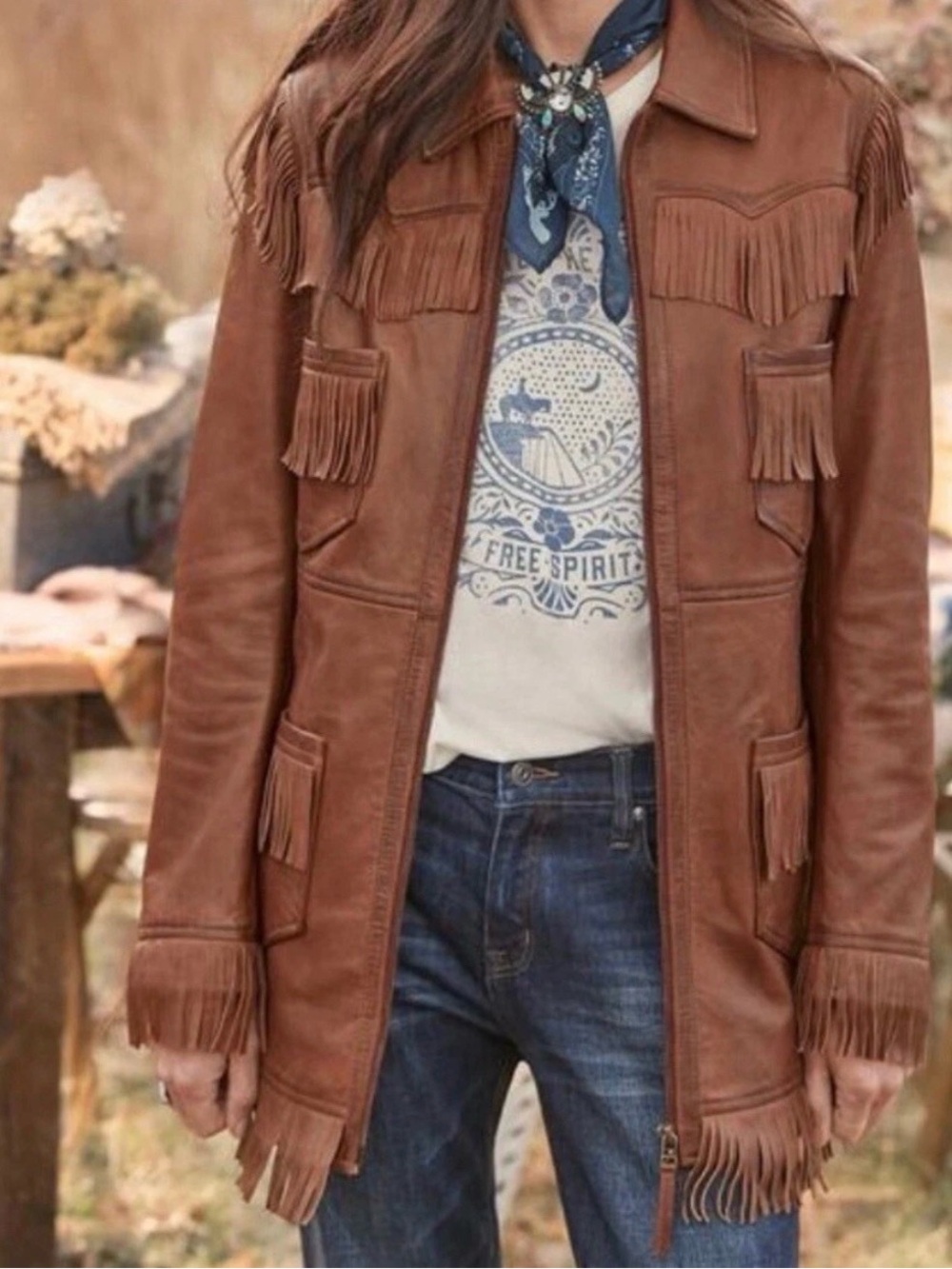 Sundance Brown Leather Fringe Jacket
